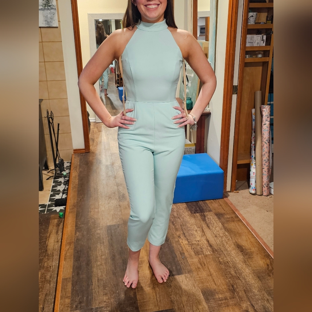 Lavish Alice Blue Sleeveless Jumpsuit
